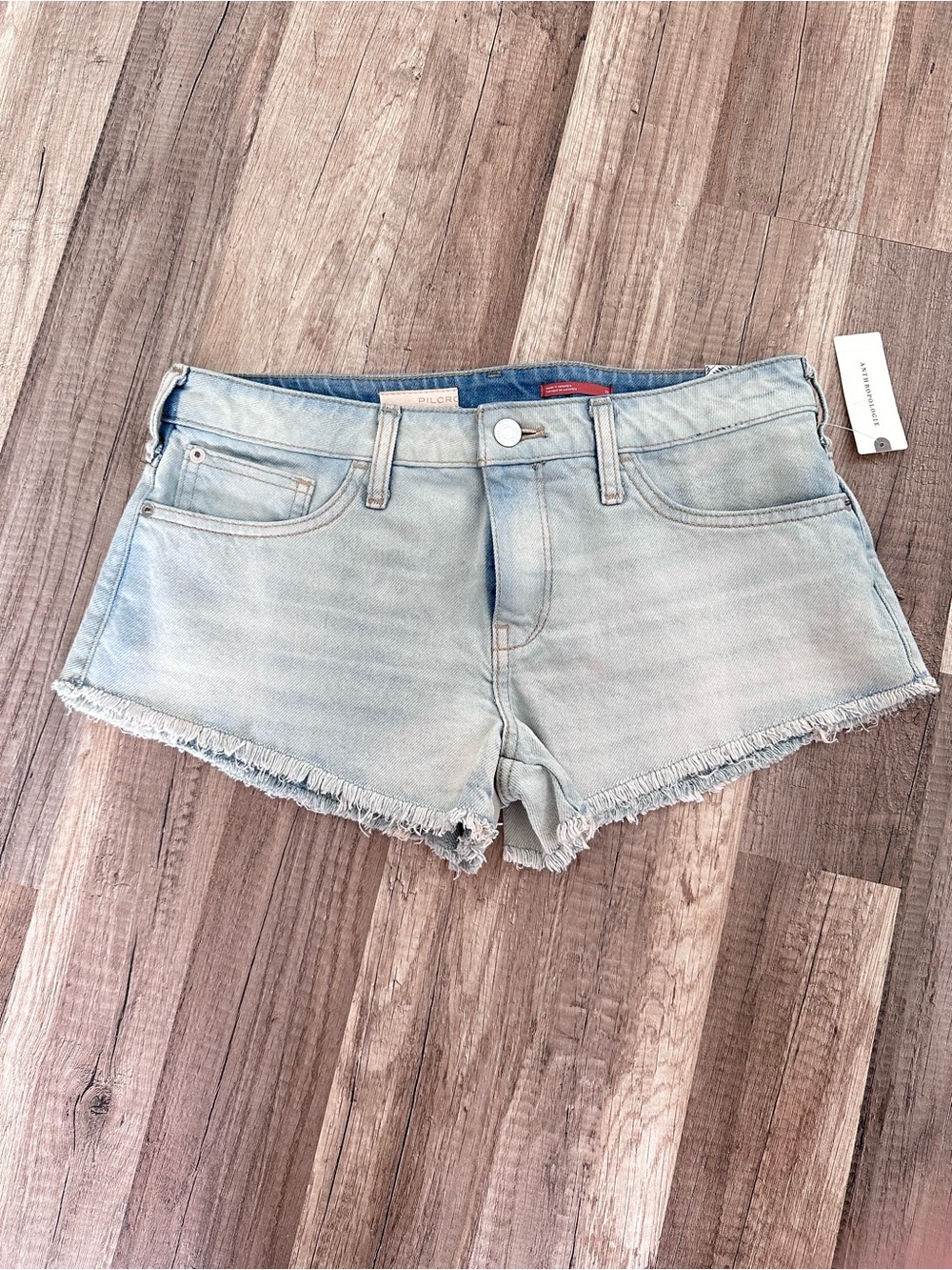 Pilcro Light Blue Frayed Hem Denim Shorts